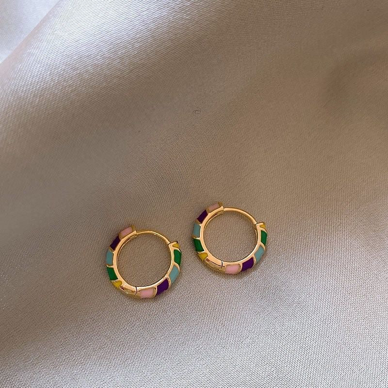 Boucles D'Oreilles élégantes multicolore en or